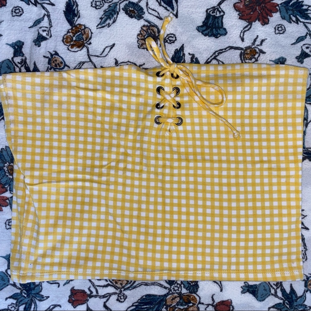 Gingham yellow crop top